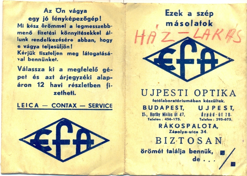 efa Ujpesti optika 2 külső - 1940