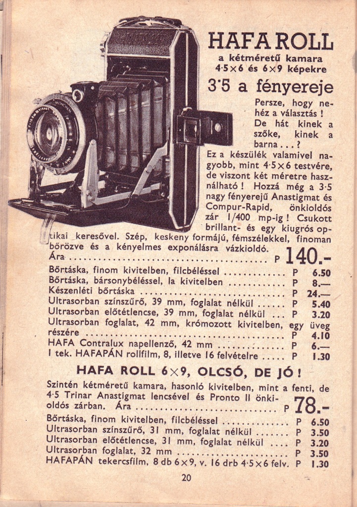 HAFA ROLL 4.5x6, 6x9 (1940)