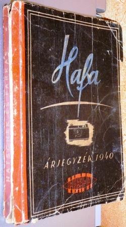 HAFA árjegyzék 1940