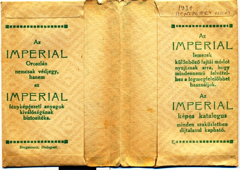 IMPERIAL fotolemez és film 1 belső - 1931